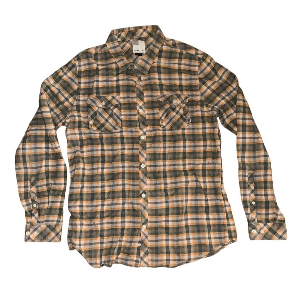 O'Neill Mens XL Plaid Flannel Long Sleeve Button-Up Shirt surf beach grunge fall